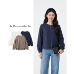 Áo Blouse Nữ Khóa Kéo Form Suông Phong Cách Nhật Bản ARI.TO.ZOU Mềm Mịn Cao Cấp