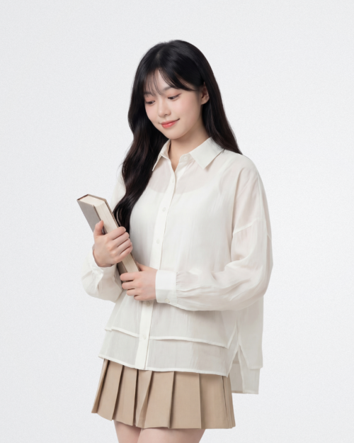 Áo Sơ Mi Nữ Tay Dài Form Rộng Nhẹ Nhàng Thanh Lịch Dễ Phối Free Size ARI.TO.ZOU