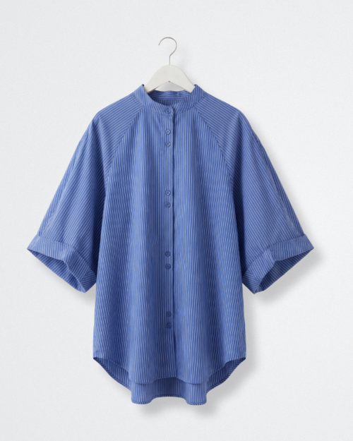 Áo Sơ Mi Nữ Sọc Form Rộng Tay Lỡ Cổ Trụ Thời Trang Hàn/ Nhật Free Size ARI.TO.ZOU
