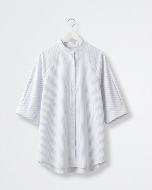 Áo Sơ Mi Nữ Sọc Form Rộng Tay Lỡ Cổ Trụ Thời Trang Hàn/ Nhật Free Size ARI.TO.ZOU