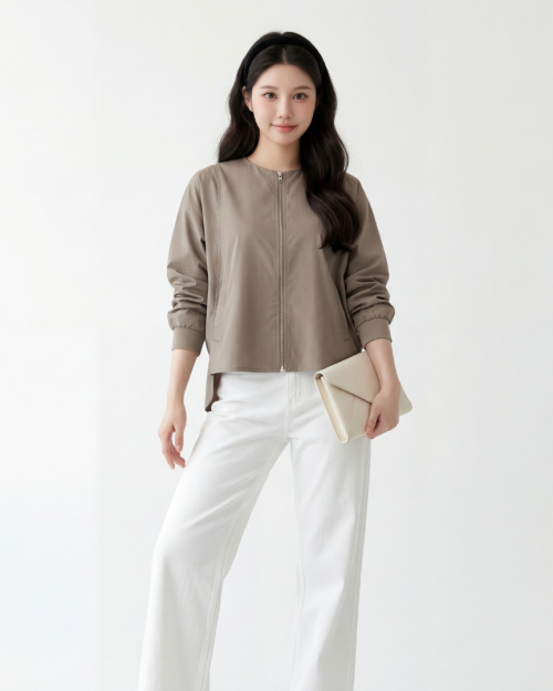 Áo Blouse Nữ Khóa Kéo Form Suông Phong Cách Nhật Bản ARI.TO.ZOU Mềm Mịn Cao Cấp