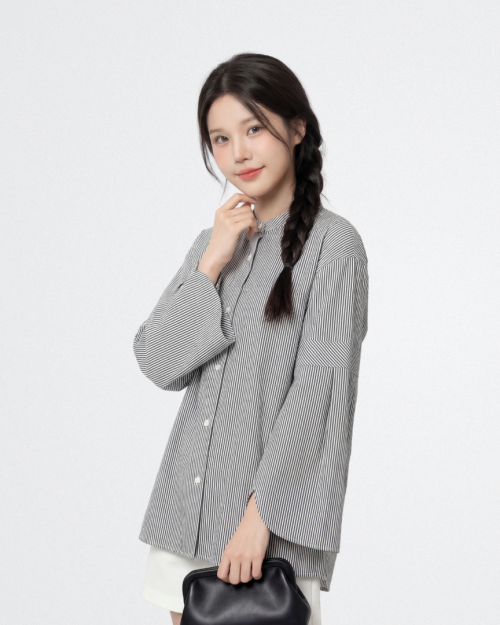 Áo Sơ Mi Nữ Sọc Form Suông Tay Loe Thanh Lịch Thời Trang Nữ Free Size ARI.TO.ZOU