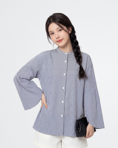 Áo Sơ Mi Nữ Sọc Form Suông Tay Loe Thanh Lịch Thời Trang Nữ Free Size ARI.TO.ZOU