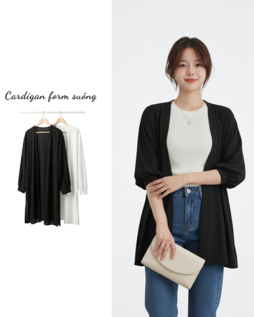 Áo Khoác Cardigan Nữ Mỏng Nhẹ Form Suông Thanh Lịch Dễ Phối Free Size ARI.TO.ZOU